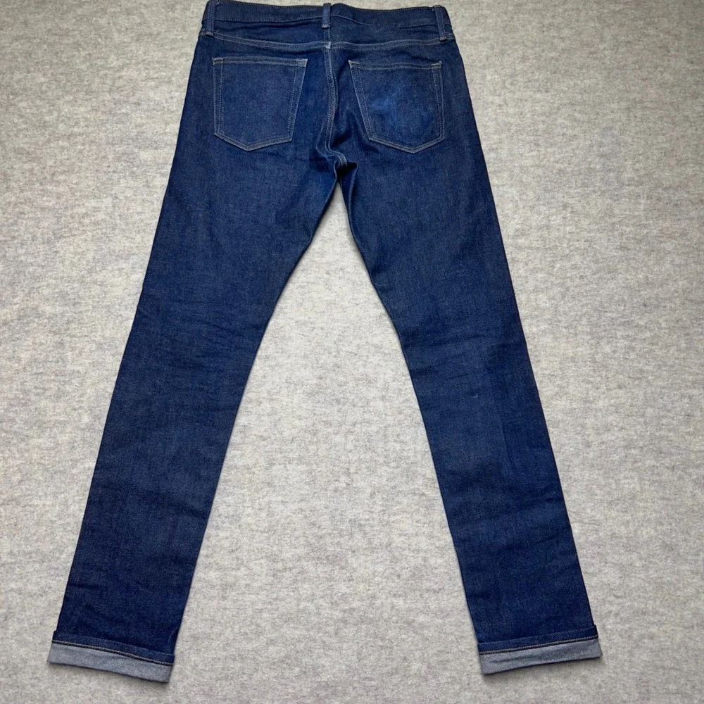 UNIQLO Jeans Kaihara Fabric Slim Straight‎ Low Rise Men's Dark Blue Denim